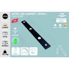 3W AZTEK LED CABINET (SİYAH KASA)-3 RENK